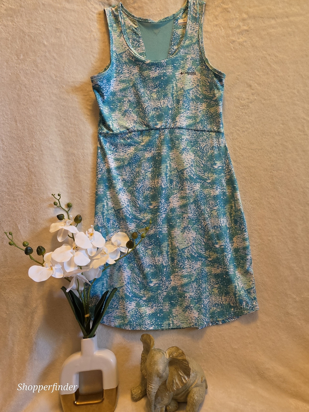 Columbia PFG Women’s S Blue Abstract Sleeveless Racerback Scoop Neck Tank Dress